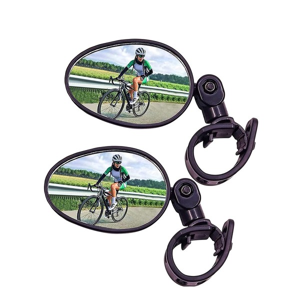 DFsucces Bicycle Rearview Mirror, Set of 2, 360 Degree Rotatable Round Convex Wide Viewing Angle Outdoor Sport Bike Mirror, Easy Installation, Lightweight, Adjustable (Roval)