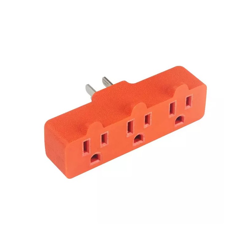 Heavy-Duty Grounded Triple Tap Adapter: 3-Way Electrical Splitter with 3