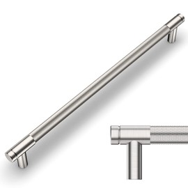 Amerdeco 10 Pack Brushed Satin Nickel Knurled Cabinet Pulls 10 Inch Center to Center Kitchen Cabinet Handles for Drawer Dresser, Cupboard and Wardrobe ZH0031