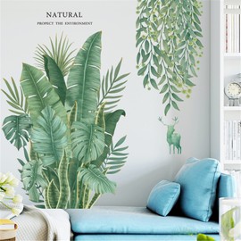 WAFT YEARN Hanging Vine Ivy Wall Decals Tropical Leaf Monstera Wall Stickers for Nursery Kid’s Room School Living Room Bedroom Decoration Murals Green Decor (Hanging Vine Wal)