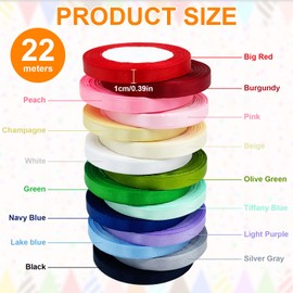 Druuzyl 15 Farben Satinband Set 22m x 10mm - Hochwertiges Polyester Geschenkband für Basteln, Verpackung & Hochzeitsdekoration, Ideal für Schleifen, Handwerk & DIY-Projekte