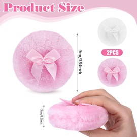 2 Packs Large Fluffy Powder Puff Large Body Powder Puff, Powder Puffs for Face Powder, Ultra Soft Body Powder Puff, Soft Face Body Powder Puff, Washable Reusable Makeup Puffs(White&Pink)