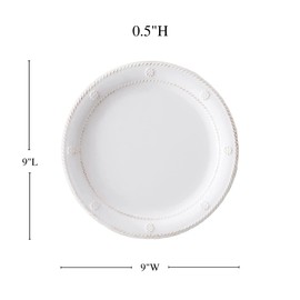 Juliska Berry & Thread Melamine Outdoor Salad Plate - Whitewash, Melamine Plate - Unbreakable, White Melamine, Embossed Salad Plate