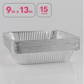 XpressPak Large Aluminium Foil Trays - [15-Pack Value] - Disposable Baking Foil Pans - (32X26 cm - 10X12 inches) - Half Size, Deep Steam Table Pans for Baking, Roasting & Food Prepping