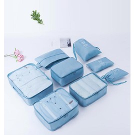 Packing Cubes for Suitcase,8PCS Travel Luggage Packing Organizers for Backpack, Waterproof Travel Essentials Bag, Travel Accessories,Clothes Shoes Cosmetics Toiletries Storage Bags (DRAK BLUE)