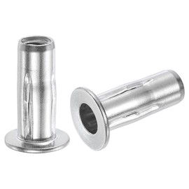 uxcell 5/16-18 Multi-Grip Rivet Nuts, 8pcs Pre-Bulbed Shank Flat Head Threaded Insert Nut 304 Stainless Steel Plus Nuts for Construction Industrial