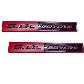 Fidida 2PC 5.0L Coyote Emblem Decal Car Engine Letters Decal Plating Badge 3D Metal Style Fit for F150 5.0L Engine Truck Red Black