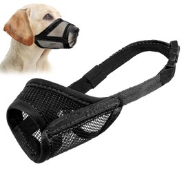 LUCKYPAW Dog Muzzle, Mesh Muzzle for Small Medium Large Dogs, Soft Dog Muzzle to Prevent Biting Chewing, Drinkable Breathable Adjustable Puppy Muzzle(XL(Snout: 8¾"-10¼"), Black)