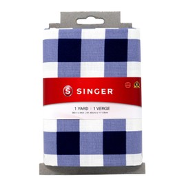 Singer Print Fabric, 100% Cotton, 1 Yard Precut, 1 Inch Gingham Navy