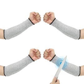 PATIKIL 12 Inch Cut Resistant Sleeve, 2 Pairs Arm Safety Protectors Sleeves Forearm Sleeve HPPE Level 5 Protection for Thin Skin and Bruising, S, Gray