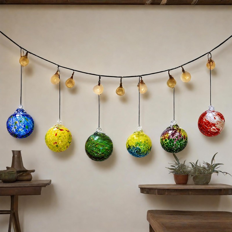6 Pack Hand Blown Glass Christmas Ornaments