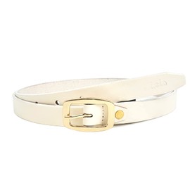 Lois - Wide Leather Belt for Women, Belt 3 cm Wide, Leather Belt, Elegant Belt, Belt, White-Golden