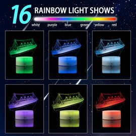 DABAORRY Cool Night Light 3D TitanicNight Light Creative Lamp with 16 Colors Changing Ship Model Gifts Room Decor for Boys Girls Birthday Christmas