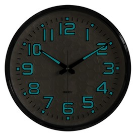 Plumeet Night Light 13'' Bedroom Wall Clocks with Silent Non-Ticking Glowing Function - Battery Operated Decorative Wall Clock for Home, Kitchen, Living Room (Blue Light)