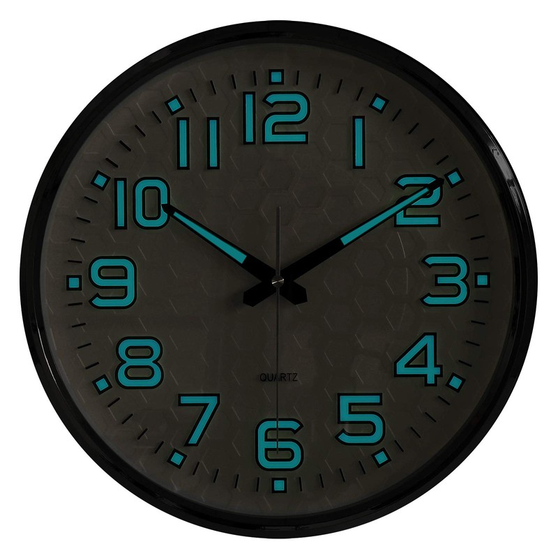 Plumeet Night Light 13'' Bedroom Wall Clocks with Silent Non-Ticking