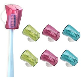 Generic HLLMX 6 PCS Toothbrush Head Covers with Suction Cup Travel Case Anti Dust Toothbrush Cover Great Protective Case for Home Travel Outdoor Camping