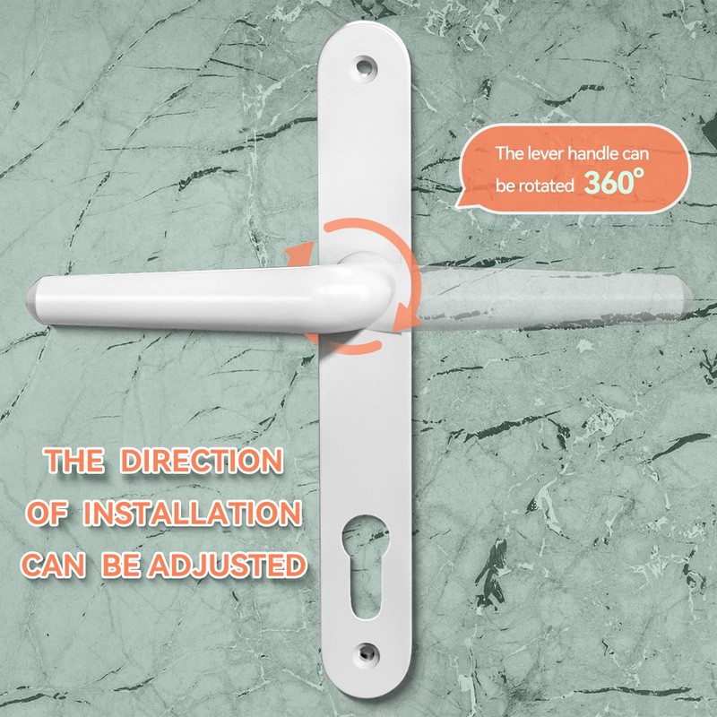 Bwintech UPVC Door Handle, White, 92mm Backset, 210mm Screw Spacing,