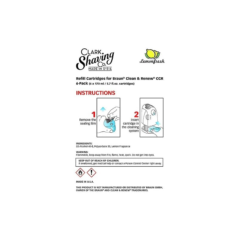 Clark Shaving Co. Refill Cartridges for Braun Clean & Renew