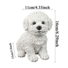 PTAHAN Bichon Frise & Maltese Dog Statue Outdoor - Resin Garden Decor for Pet Lovers, 5.9x4.3x6.3 Inch Weatherproof Figurines, Yard Ornament & Gift for Dog Owners