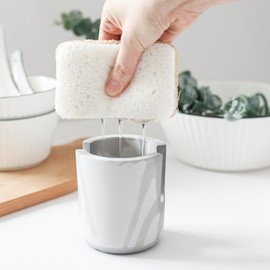 Selegna Diatomite Sponge Holder - Quick Dry Kitchen Sink Organizer - Fast Absorbing Stone Drying Caddy -Dish Sponge Holder for Kitchen Sink, Diatomaceous Earth Sponge Holder (Beige, Large)