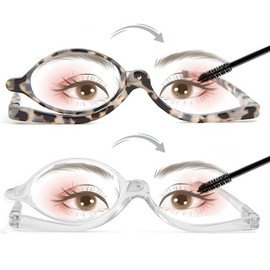 EVANLCAP 2 Pack Makeup Reading Glasses for Women, Magnifying Flip Down Cosmetic Readers, Make Up Glasses with Spring Hinge (Demi & Clear, 2.50x)