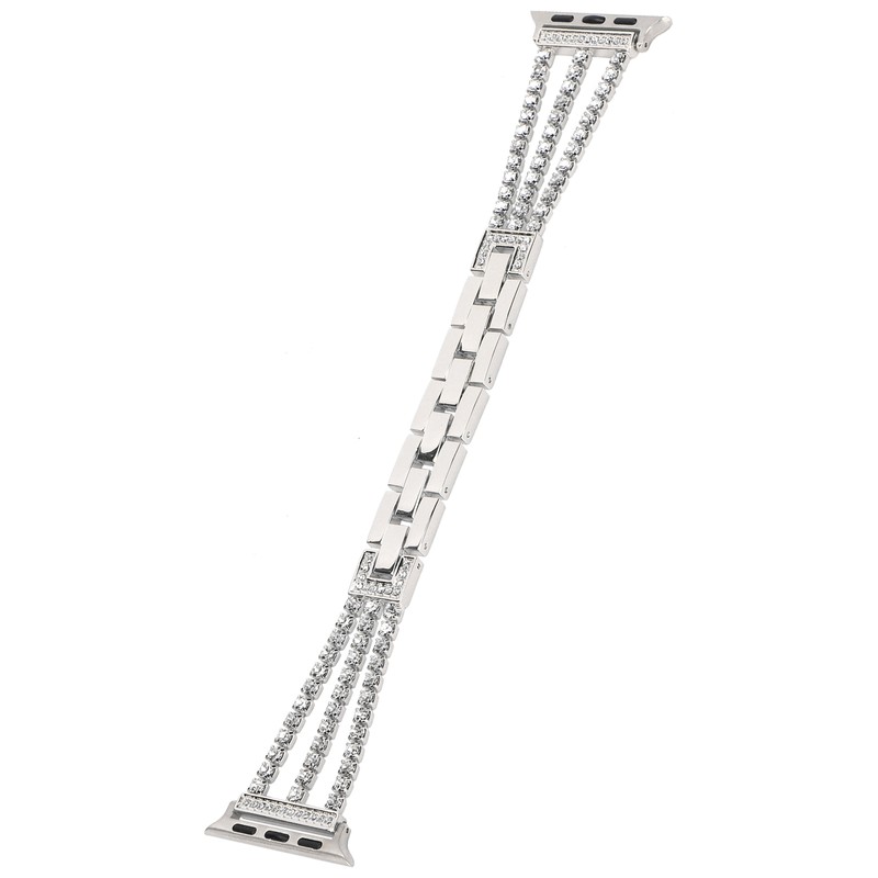 Rhinestone Brass Metal Bracelet Watch Band Strap Replacement for IOS