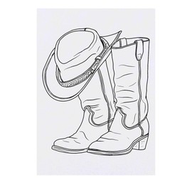 'Cowboy Boots & Hat' Temporary Tattoo - Water Resistant, Skin-Safe, Non-Toxic Transfer (TO00057877)