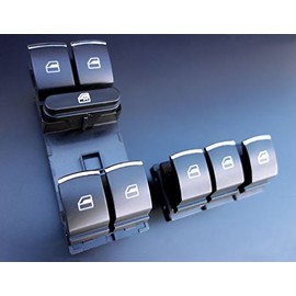 Window Regulator Switch Set 4 Door Aluminium Look Upgrade Version Lighting Green