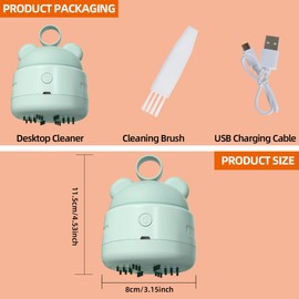 Zmol Mini Desktop Vacuum Cleaner with USB Charging, Cleaning Brush, Bear Head Ring for Easy Grip, 360° Swivel Portable Vacuum Cleaner for Keyboards Office Desks and Other Dusty Debris