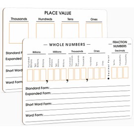 SCRIBBLEDO Place Value Board 9" x 12" Double Sided Dry Erase Boards for Kids for Teaching Place Values from Billions to Decimal Numbers Math Manipulative Lapboard for Home School and Classroom