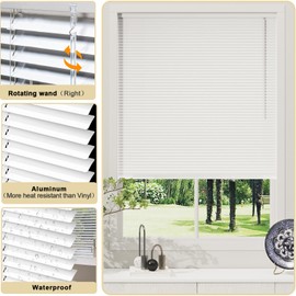 OptiBlinds Cordless 1" Mini Blinds Suitable for 44" W x 64" H Windows Darkening Waterproof Aluminum Heat Resistant Horizontal Window Blinds & Shades Hidden Install for Bedroom,Kitchen,Bathroom