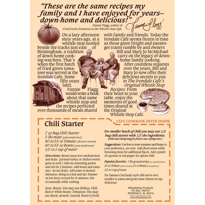 Original WhistleStop Cafe Recipes | Chili Starter Mix | 5-oz