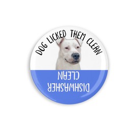 Beautiful White Pitbull Dog Licked Them Clean Dishwasher Magnet