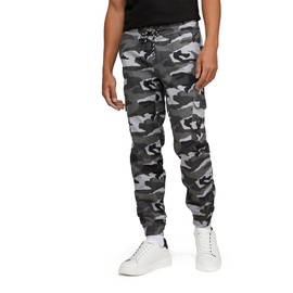 Mens Stretch Twill Comfort Fit Elastic Waist Cargo Jogger Pants Street Camo Small