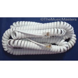 Vital Wave Technology White 25' ft Telephone Handset Receiver 4P4C Coil Cable Curly Cord Wire VWLTW
