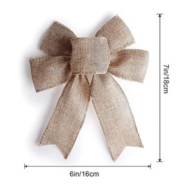 FSSTUD 4 Pcs Large Rustic Jute Bows Holiday Burlap Wreath Bow DIY Craft Bowknot Decoration Christmas Tree Bow Ornaments Festival Decorative Bowknot