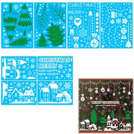 Doyime Christmas Stickers, Static Stickers, Window Stickers, Wall Stickers, Window Wallpaper, Removable, Dirty, Snowflakes, 267 pcs, Snowman, Deer, Decoration, Atmosphere, Interior, Store,