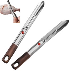 Fish Scaler, 2 Packs Stainless Steel Fish Scales Tool Fish Scales Remover Serrated Tool, Portable Kitchen Gadgets Fish Scale Scraping Tool Seafood Tools for Fish Scaling Cleaning