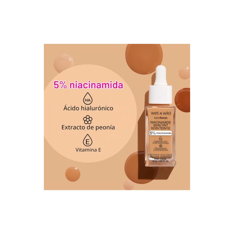 Base de Maquillaje Tinta Serum Niacinamida, Ácido Hialuronico, Vitamina E,