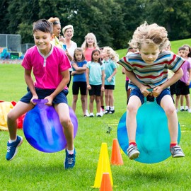 Hopper Ball 2 Pack with Air Pump, 18 Inch Bounce Balls with Handles for Kids, Best Gift for Ages 3 4 5 6 7 8 Boys and Girls, Toys for Ages 3-10, Ride on Toys for Kids 4-8, Hopper Toy