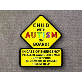 Prescott Sticker Company Child With Autism On Board! Window Laptop Bumper Sticker Decal - 2 Inch