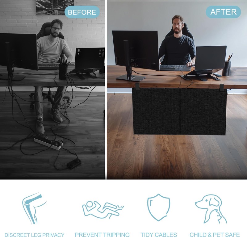 ERGO COLLECT No Drill Under Desk Cable Management and Privacy