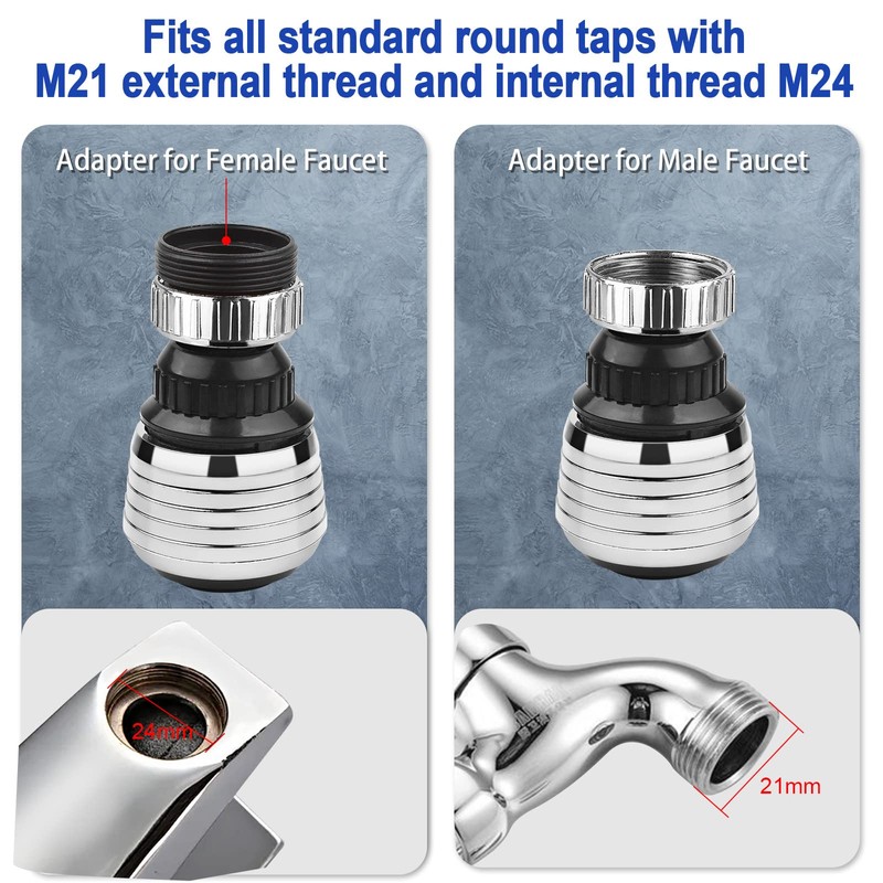 VIPMOON Kitchen Faucet Aerators, 2 Pack 360 Swivel Kitchen Sink