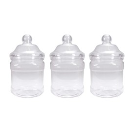 Clear Plastic 1350ml Jars with Victorian Screw Top Lids (Pack of 3) by Britten & James. Ideal for Parties, Weddings and general food storage.