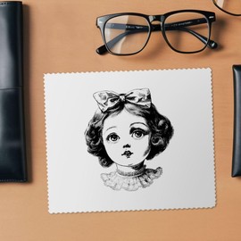 2 x 'Vintage Doll Portrait' Microfibre Lens/Glasses Cleaning Cloths (LC00032138)