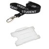 Identity-Plus: Black Pre-Printed Student Lanyard with Landscape Card Holder (Clear)