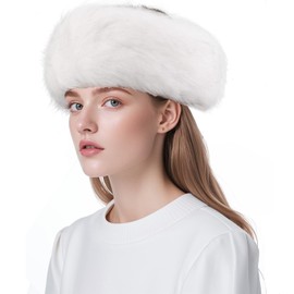 Norhogo Women's White Faux Fur Earmuffs, Fluffy Earwarmer Headband, Modern Style, One Size Fits Most, Adult, Autumn, Winter, Holiday