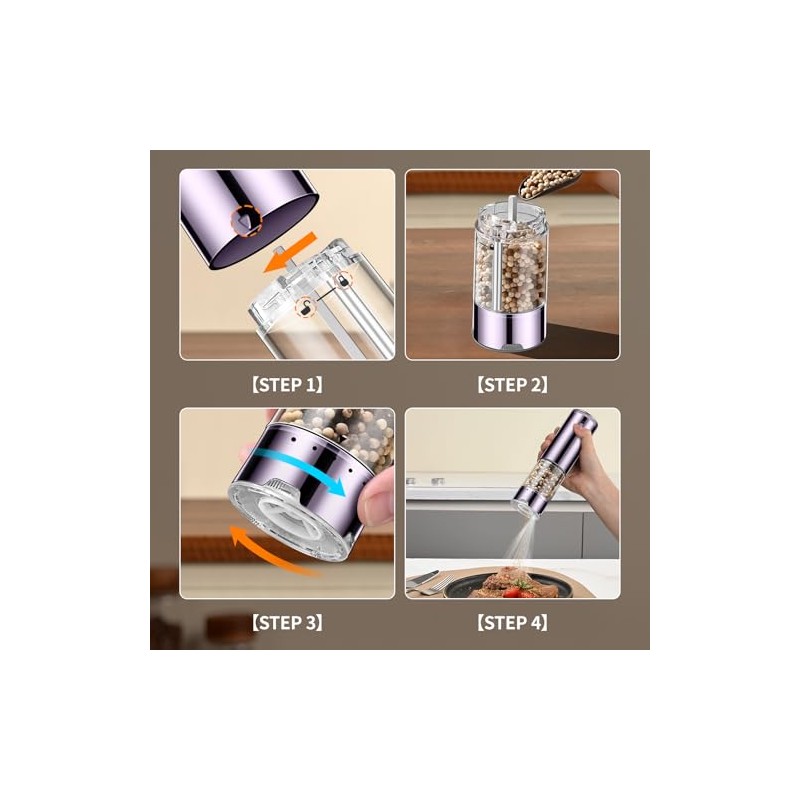 Electric Rechargeable Salt and Pepper Grinder Set with LED Light