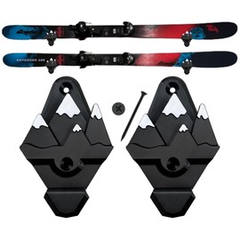 Innovative 3D Printing Snow Ski Wall Rack with Hooks – Extra-Wide Mounts for All Skis – Mountain Design (Black & White) – Wall-Mounted Ski Storage, Organizer & Display Decor