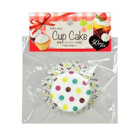 Pearl Metal Bakegee Paper Cupcake Baking Mold, 3.0 inches (75 mm), Dots, 50 Sheets